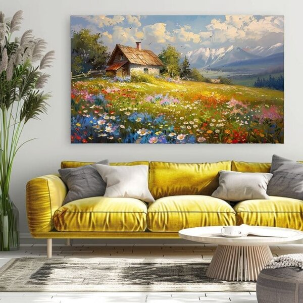 Obraz na plátně Barevná květinová louka | dotaženo rukou umělce - 40x60 cm