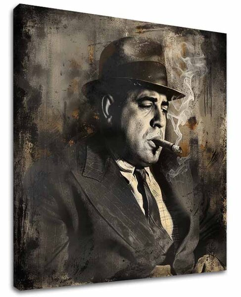 Obraz AL CAPONE - Kouř a síla | dotaženo rukou umělce - 60x60 cm