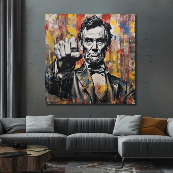 Obraz ABRAHAM LINCOLN - Síla historie | dotaženo rukou umělce - 60x60 cm