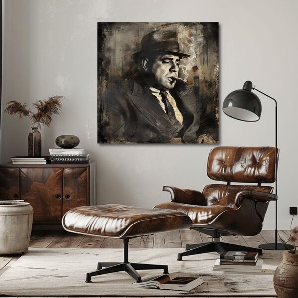 Obraz AL CAPONE - Kouř a síla | dotaženo rukou umělce - 60x60 cm