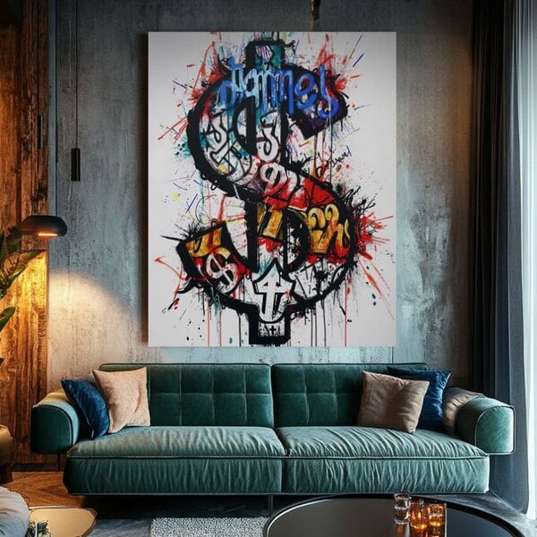 Obraz DOLLAR GRAFFITI | Italské plátno - 40x50 cm