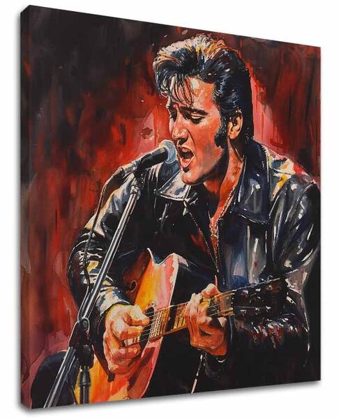 Obraz ELVIS PRESLEY - Ikona na scéně | dotaženo rukou umělce - 60x60 cm