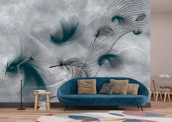 Fototapeta Elegantní víry ze splývavého peří, Designové fototapety na zeď, Populární fototapety, u80391 - Tapeko.co.cz