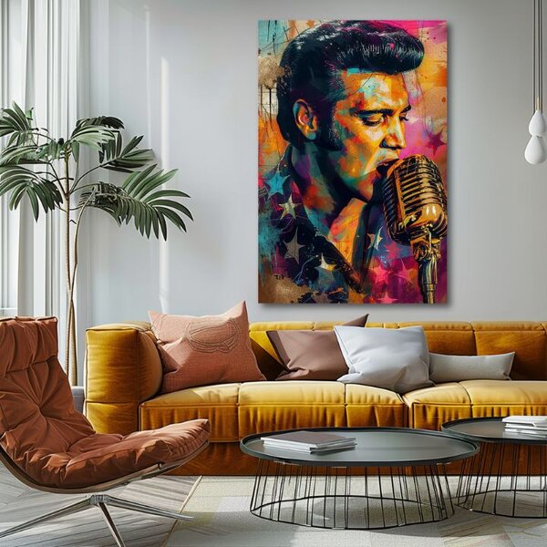 Obraz ELVIS PRESLEY - Zlatý hlas rock'n'rollu | dotaženo rukou umělce - 60x90 cm