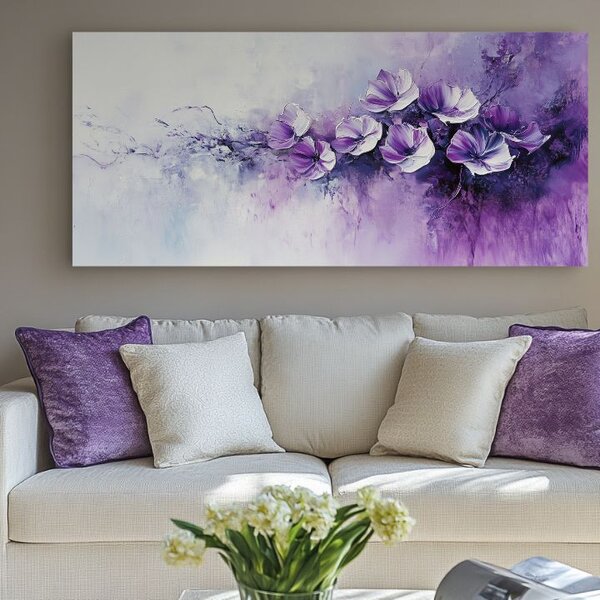 Obraz fialová poezie | dotaženo rukou umělce - 40x80 cm