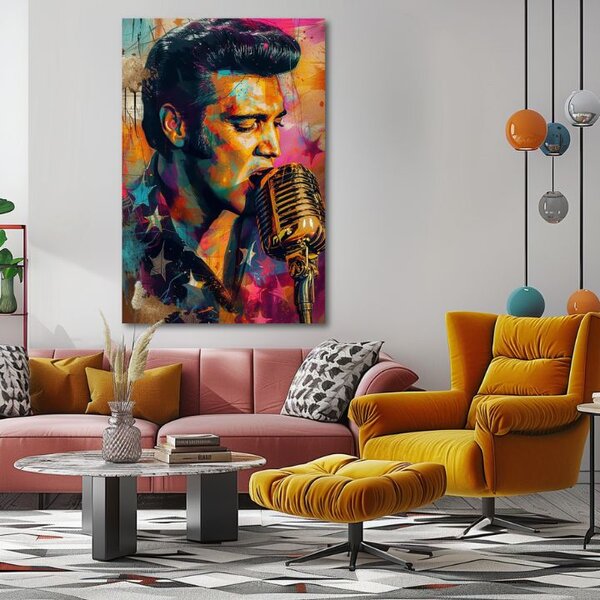 Obraz ELVIS PRESLEY - Zlatý hlas rock'n'rollu | dotaženo rukou umělce - 60x90 cm