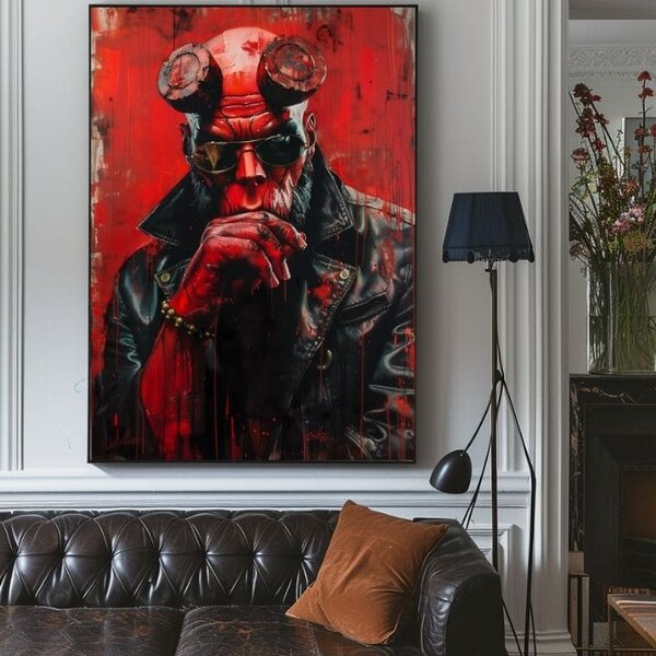 Obraz HELLBOY : Infernal Warrior | dotaženo rukou umělce - 60x90 cm