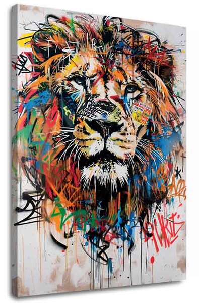 Obraz GRAFFITI LION | Italské plátno - 40x50 cm