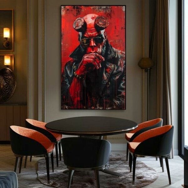 Obraz HELLBOY : Infernal Warrior | dotaženo rukou umělce - 60x90 cm