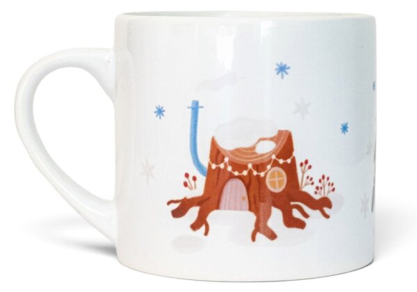 Porcelánový hrnek Vánoční myšky a domeček z pařezu 180 ml