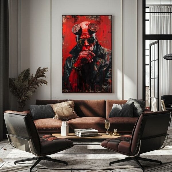 Obraz HELLBOY : Infernal Warrior | dotaženo rukou umělce - 60x90 cm
