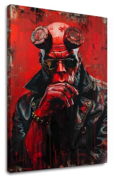 Obraz HELLBOY : Infernal Warrior | dotaženo rukou umělce - 60x90 cm
