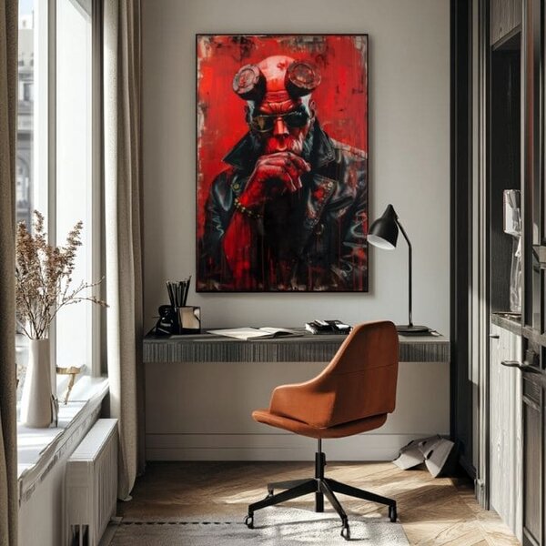 Obraz HELLBOY : Infernal Warrior | dotaženo rukou umělce - 60x90 cm