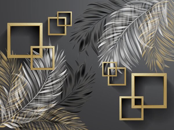Fototapeta Tapety s peřím a čtvercovými rámečky, Designové fototapety na zeď, Populární fototapety, u80469 - Tapeko.co.cz