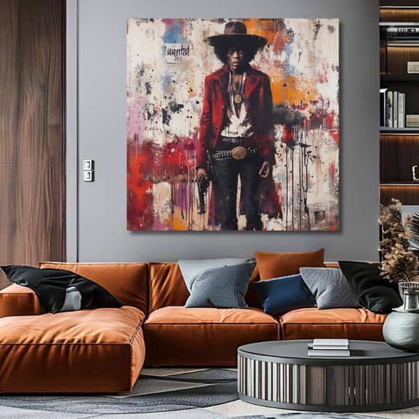 Obraz JIMI HENDRIX - Divoký západ v akrylu | dotaženo rukou umělce - 60x60 cm
