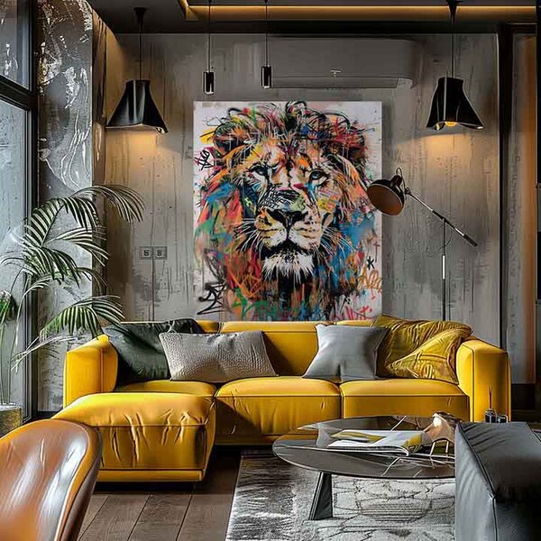 Obraz GRAFFITI LION | Italské plátno - 40x50 cm