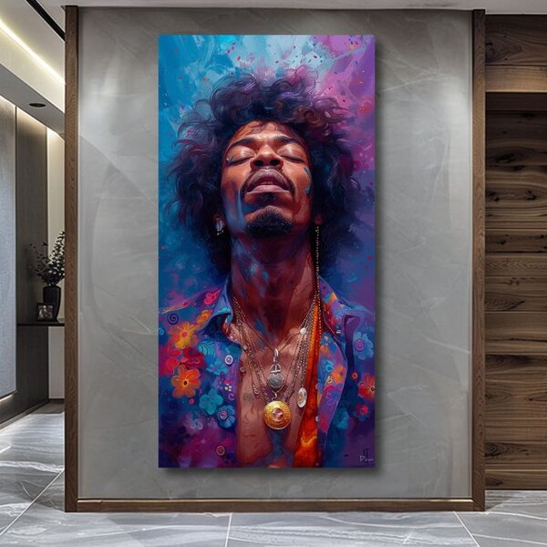Obraz JIMI HENDRIX - Exploze harmonie | dotaženo rukou umělce - 50x100 cm