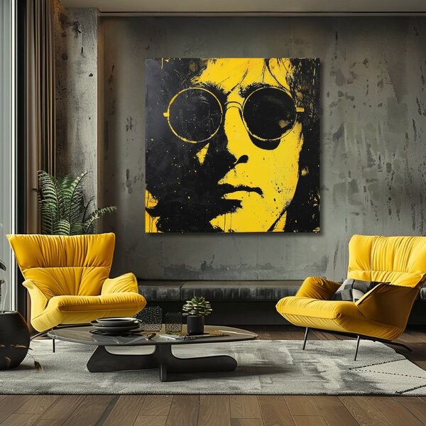 Obraz JOHN LENNON - Žlutý odraz reality | dotaženo rukou umělce - 60x60 cm