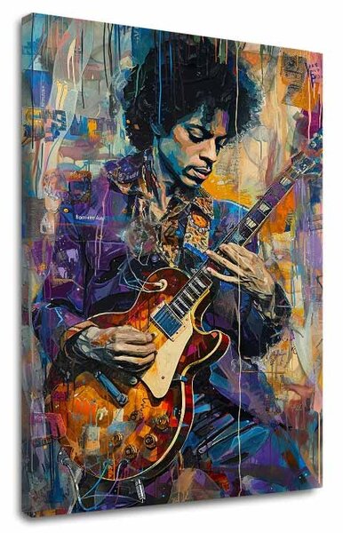 Obraz JIMI HENDRIX - Kytara v plamenech | dotaženo rukou umělce - 60x90 cm