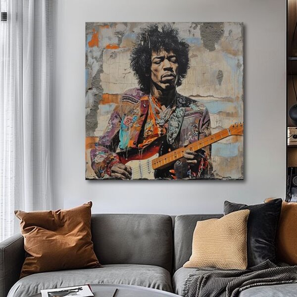 Obraz JIMI HENDRIX - Kytarová poezie | dotaženo rukou umělce - 60x60 cm