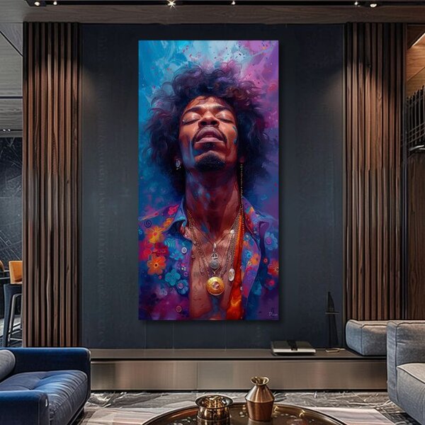 Obraz JIMI HENDRIX - Exploze harmonie | dotaženo rukou umělce - 50x100 cm