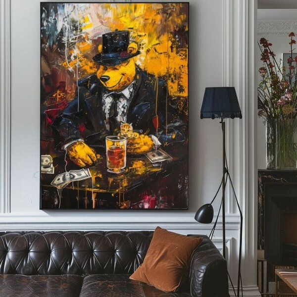 Obraz MAFIA BOSS BEAR | dotaženo rukou umělce - 60x90 cm