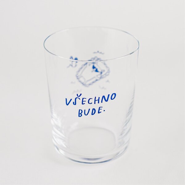 Sklenice na vodu Všechno bude / Kočka 340 ml