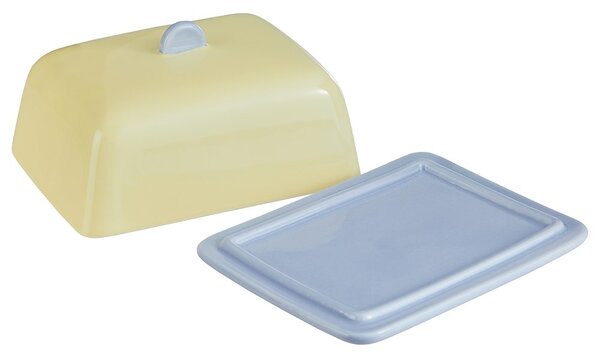 BUTTER Dóza na máslo keramická - žlutá/modrá