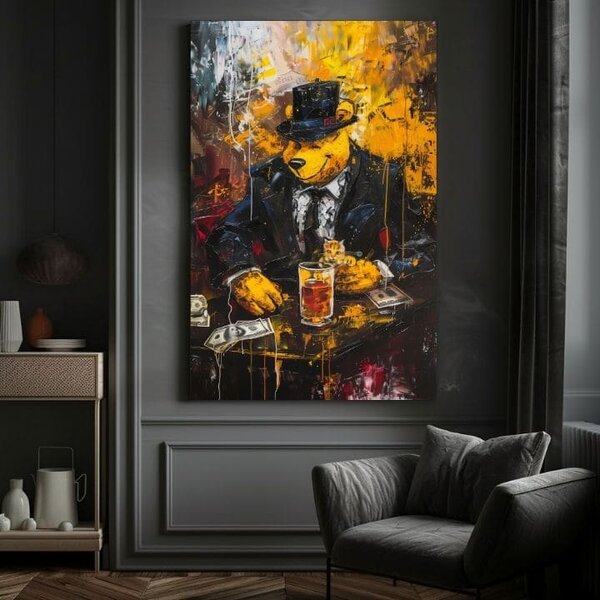 Obraz MAFIA BOSS BEAR | dotaženo rukou umělce - 60x90 cm