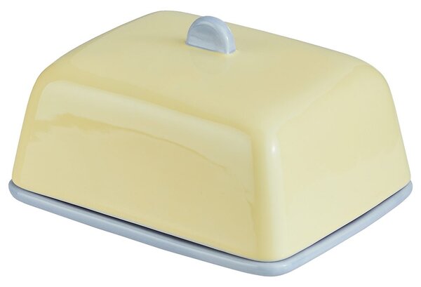 BUTTER Dóza na máslo keramická - žlutá/modrá