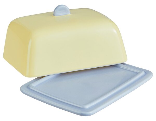 BUTTER Dóza na máslo keramická - žlutá/modrá