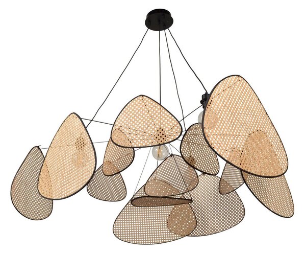 MARKET SET závěsné světlo Screen XXL, 90 cm, přírodní, ratan, stmívatelný, Černá, Obývací pokoj / jídelna, Dřevo, Design