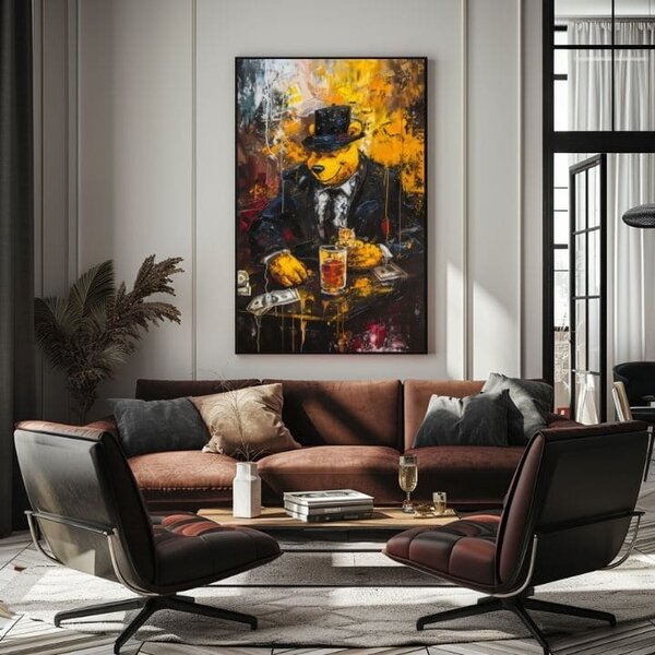 Obraz MAFIA BOSS BEAR | dotaženo rukou umělce - 60x90 cm