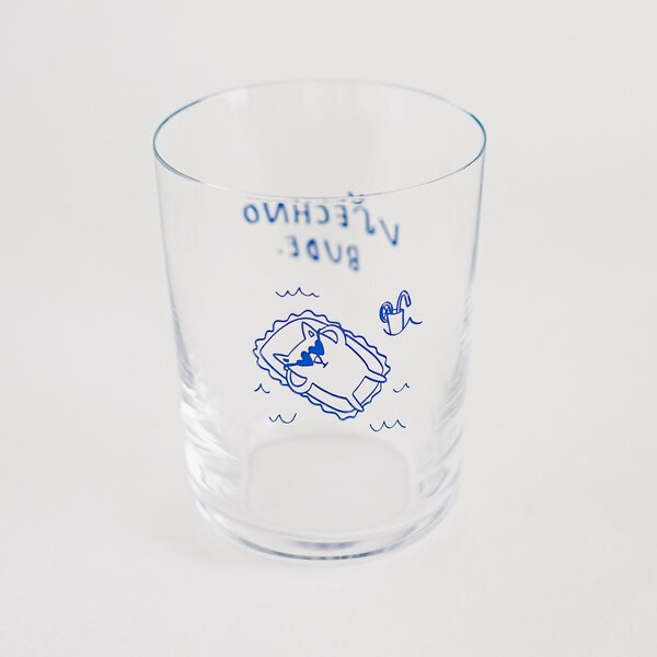 Sklenice na vodu Všechno bude / Kočka 340 ml