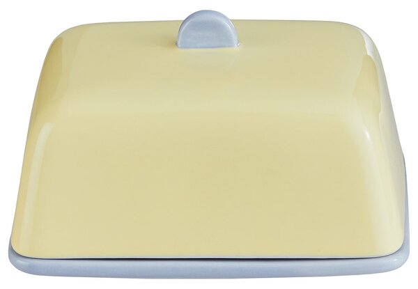 BUTTER Dóza na máslo keramická - žlutá/modrá