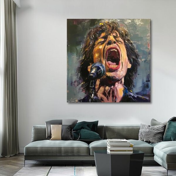 Obraz MICK JAGGER - Legenda na pódiu | dotaženo rukou umělce - 60x60 cm