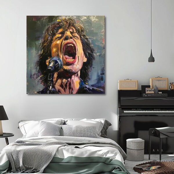 Obraz MICK JAGGER - Legenda na pódiu | dotaženo rukou umělce - 60x60 cm