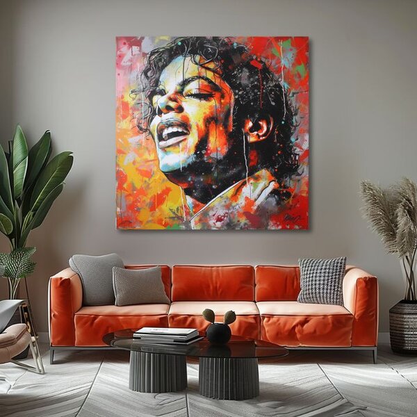Obraz MICHAEL JACKSON - Hlas generací | dotaženo rukou umělce - 60x60 cm