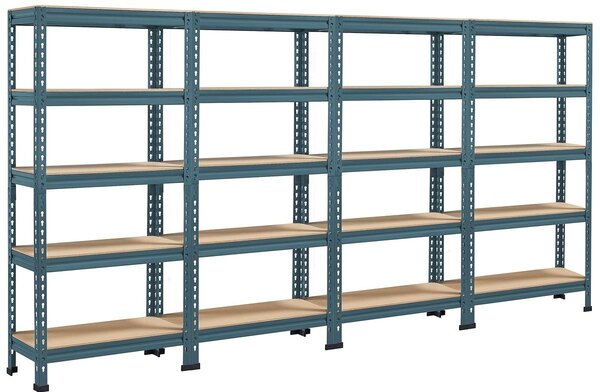 Rohový regál Modrá - 280 x 30 x 150 cm - 5 polic - Kov - Do sklepa, garáže nebo skladu