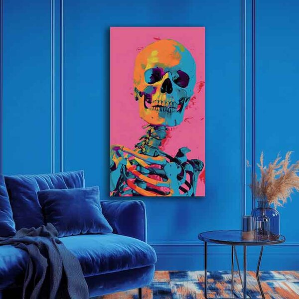 Obraz NEON SKELETON na plátně | dotaženo rukou umělce - 40x80 cm