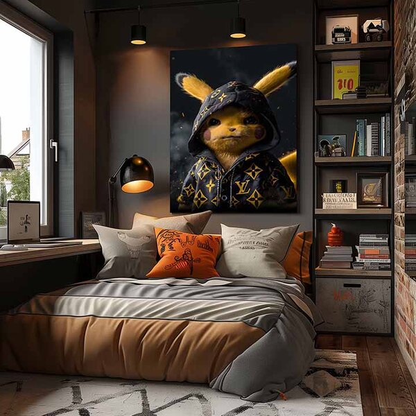 Obraz PIKACHU : Streetwear král | Italské plátno - 60x90 cm