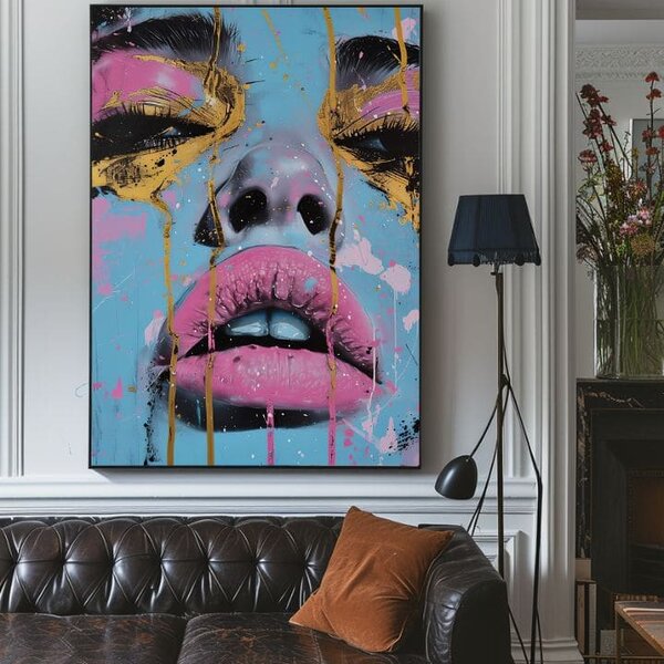 Obraz NEON LIPS on plátno | dotaženo rukou umělce - 40x50 cm