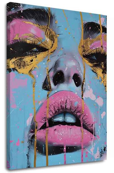 Obraz NEON LIPS on plátno | dotaženo rukou umělce - 40x50 cm