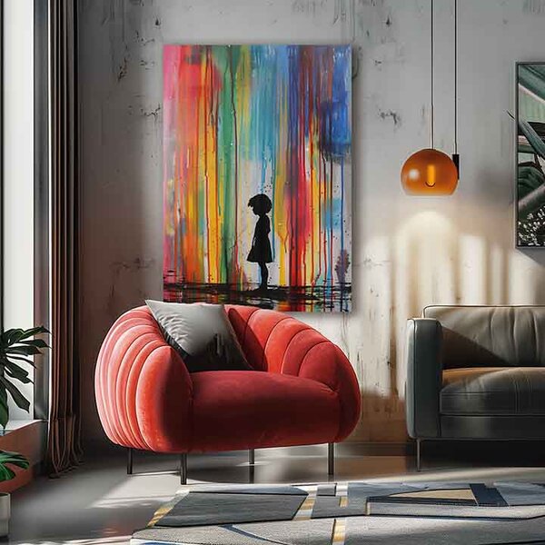 Obraz RAINBOW SILHOUETTE na plátně | dotaženo rukou umělce - 40x50 cm