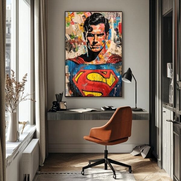Obraz SUPERMAN : Pop ikona | dotaženo rukou umělce - 60x90 cm