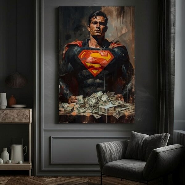 Obraz SUPERMAN : Money Man | dotaženo rukou umělce - 60x90 cm
