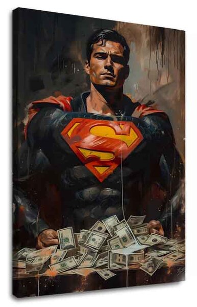 Obraz SUPERMAN : Money Man | dotaženo rukou umělce - 60x90 cm
