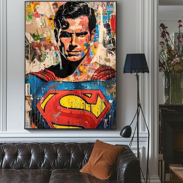 Obraz SUPERMAN : Pop ikona | dotaženo rukou umělce - 60x90 cm