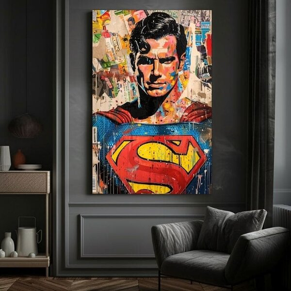 Obraz SUPERMAN : Pop ikona | dotaženo rukou umělce - 60x90 cm