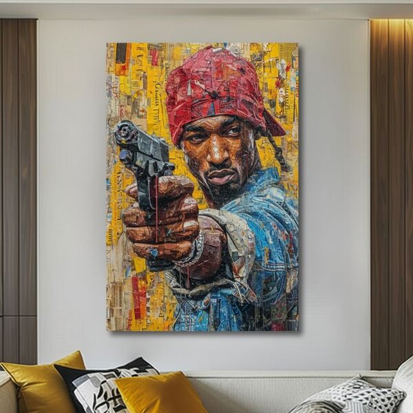 Obraz TUPAC SHAKUR - Rapový gangster | dotaženo rukou umělce - 60x90 cm